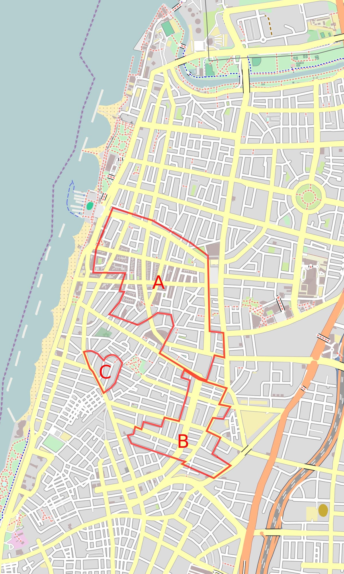 რუკა თეთრი ქალაქი თელ-ავივი